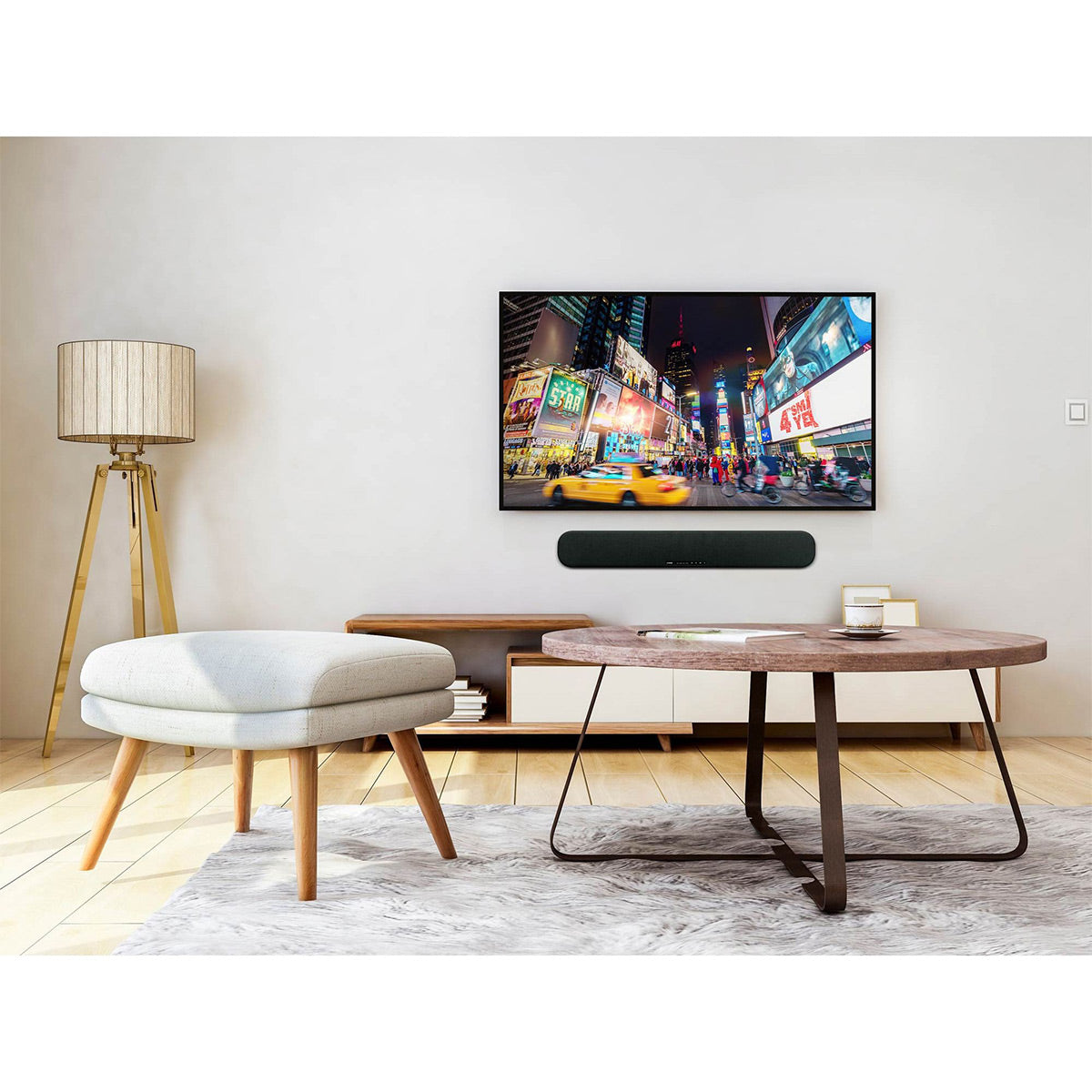 Yamaha SR-B20ABL Sound Bar with Dual Built-In Subwoofers with 8K-10K 48Gbps HDMI Cable - 2.46 ft. (.75m)