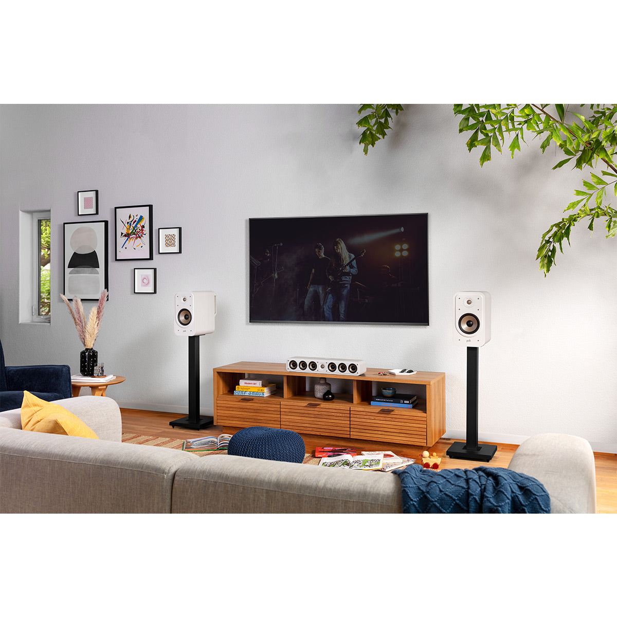 Polk Audio Signature Elite ES35 Center Channel Speaker Cable Bundle (White)