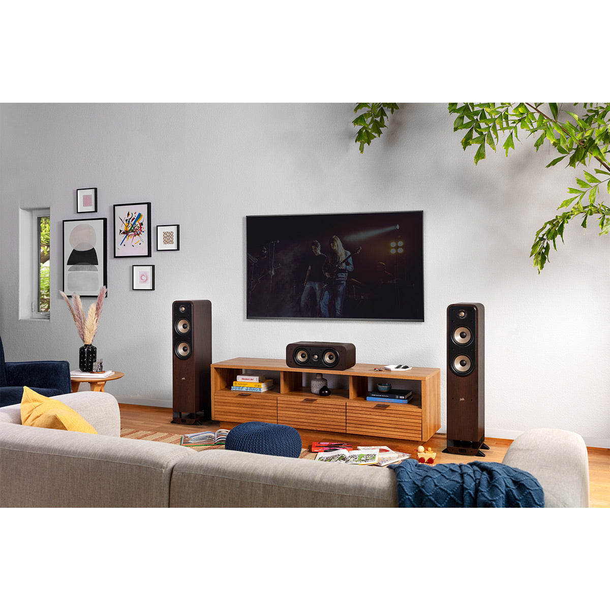 Polk Audio Signature Elite ES55 Floorstanding Speaker Cable Bundle (Walnut)