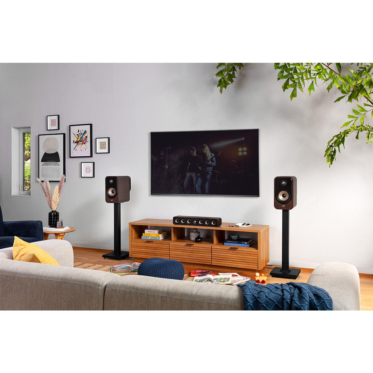 Polk Audio Signature Elite ES20 Bookshelf Speaker Cable Bundle (Walnut)