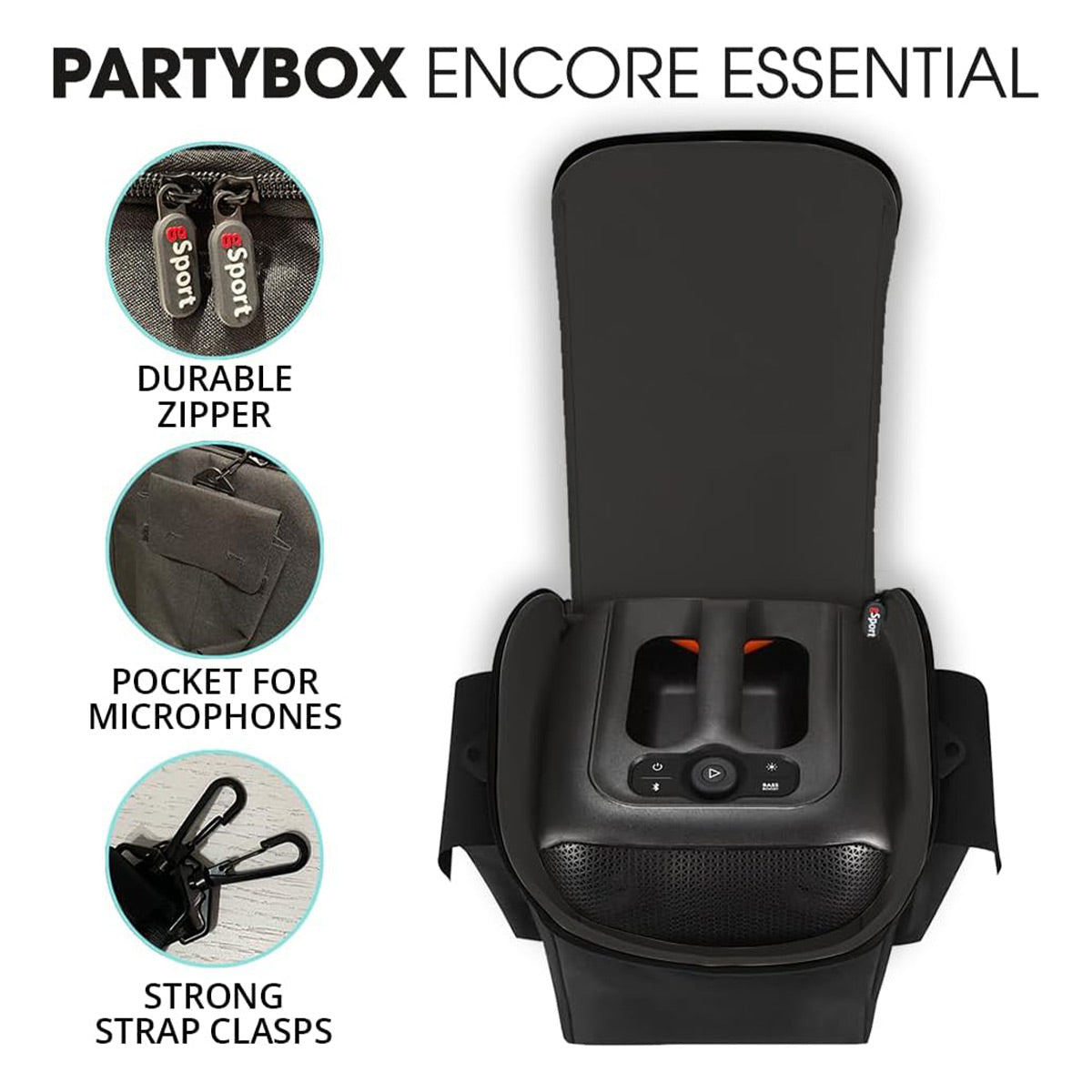 JBL PartyBox Encore Essential Portable Party Speaker with gSport Carrying Bag