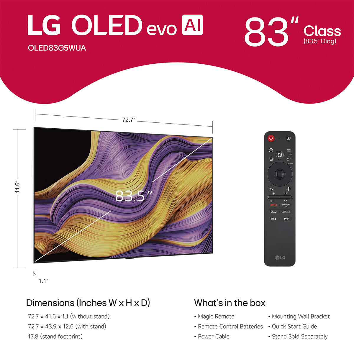 LG OLED83G5WUA 83" 4K UHD OLED evo G5 Smart TV