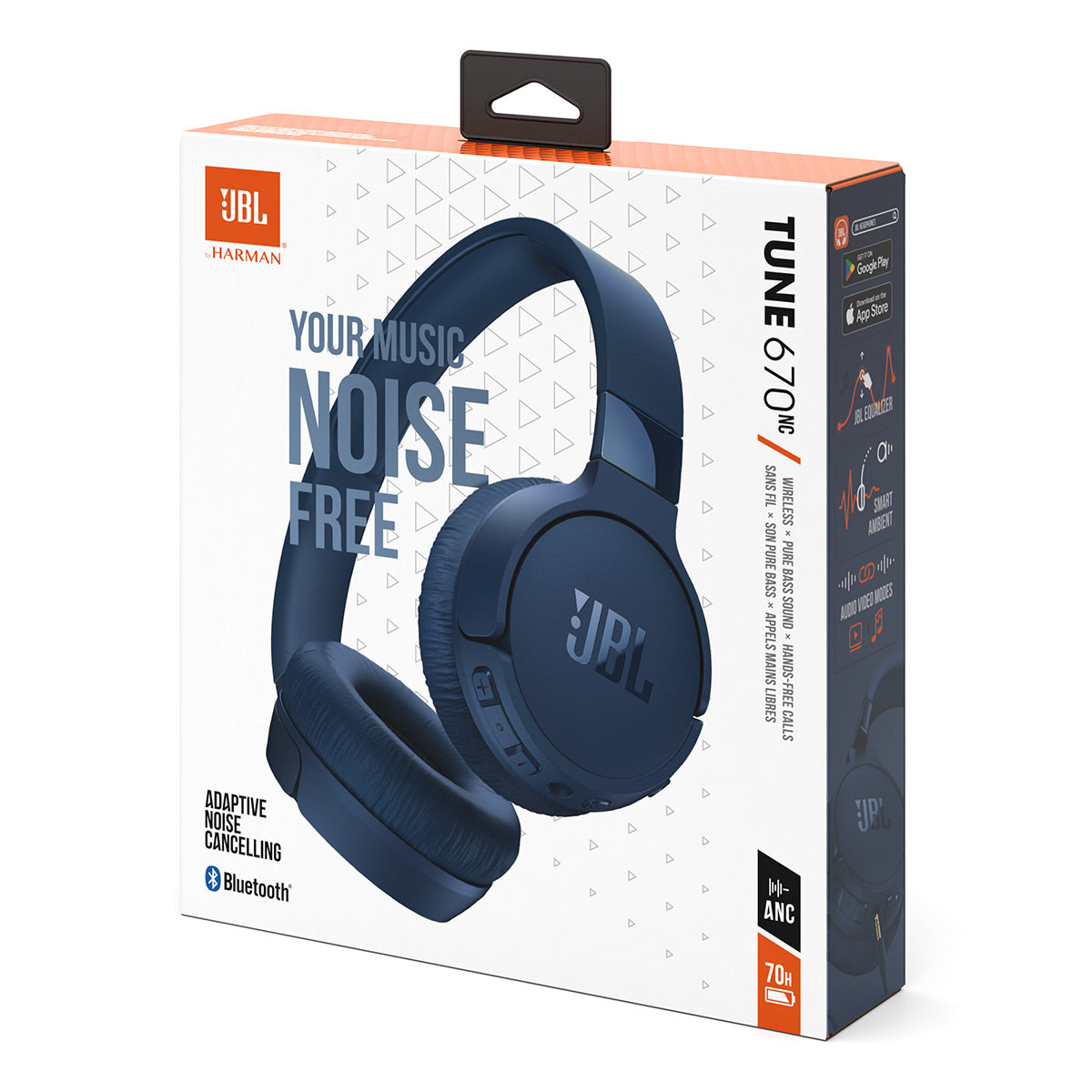 JBL Tune 670NC Wireless On Ear Noise Cancelling Headphone with gSport Case (Blue)