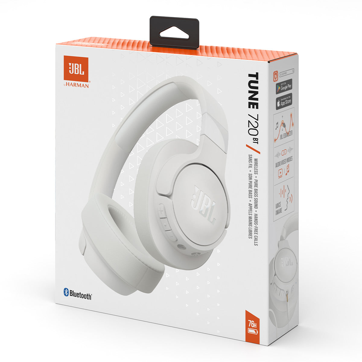 JBL Tune 720BT Wireless Over Ear Bluetooth Headphone Bundle with gSport Case (White)