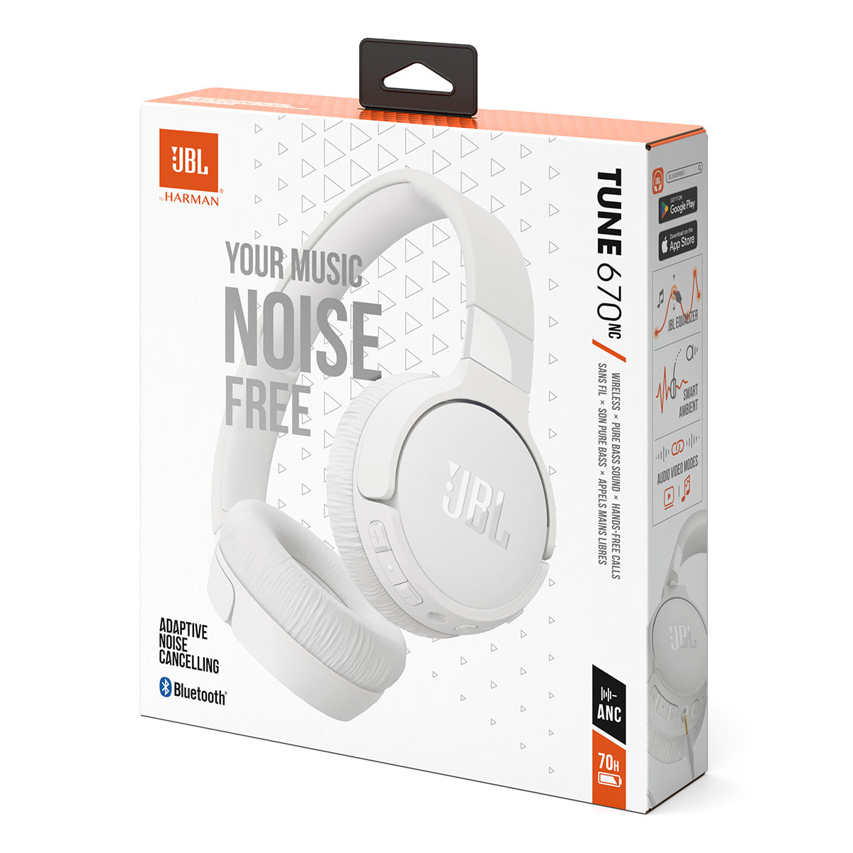 JBL Tune 670NC Wireless On Ear Noise Cancelling Headphone with gSport Carbon Fiber Case (White)