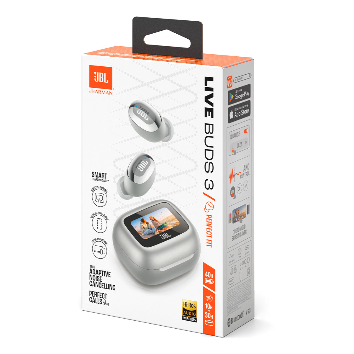 JBL Live Buds 3 Noise-Cancelling Earbuds with Smart Case (Silver)