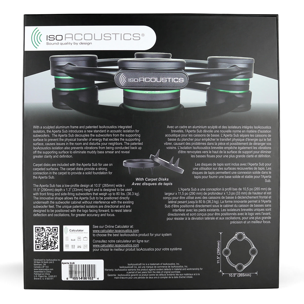 IsoAcoustics Aperta Sub Subwoofer Isolation Stand - Each (Black)