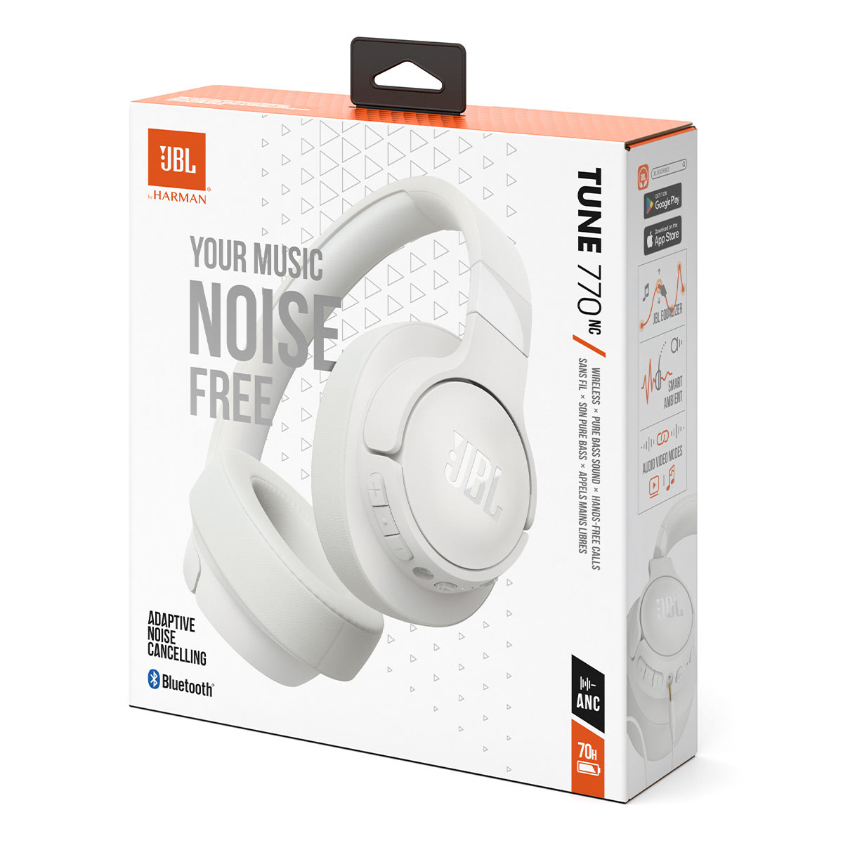 JBL Tune 770NC Wireless Over-Ear Adaptive Noise Cancelling Headphones (White)