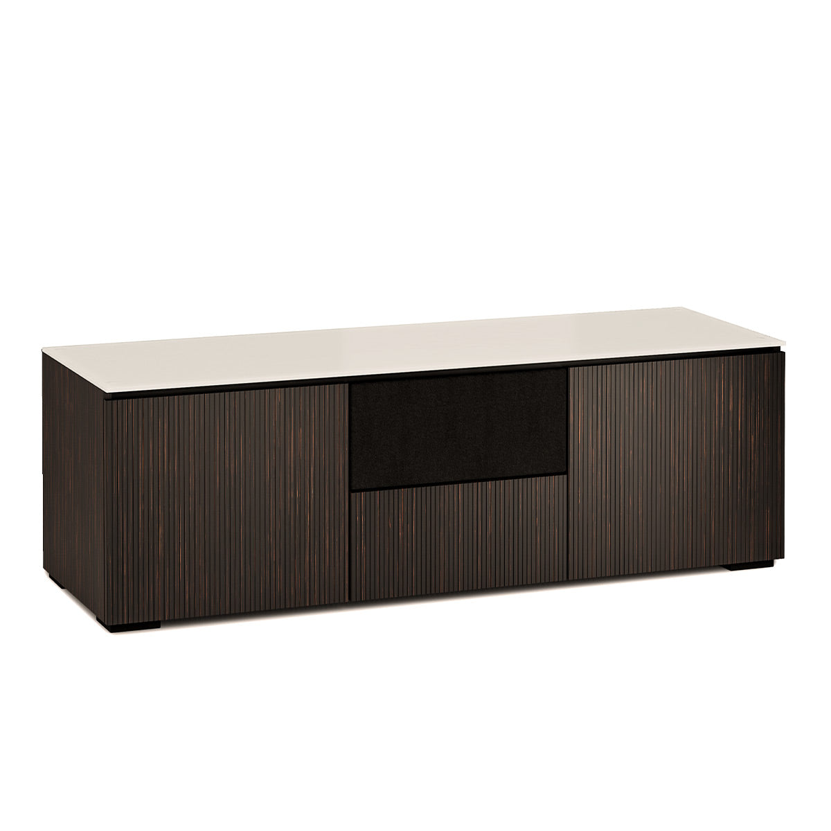 Salamander Designs Chameleon Collection Manhattan 236 Triple Speaker Integrated AV Cabinet (Maro Ebony Doors and Sides, Matte Taupe Glass Top)