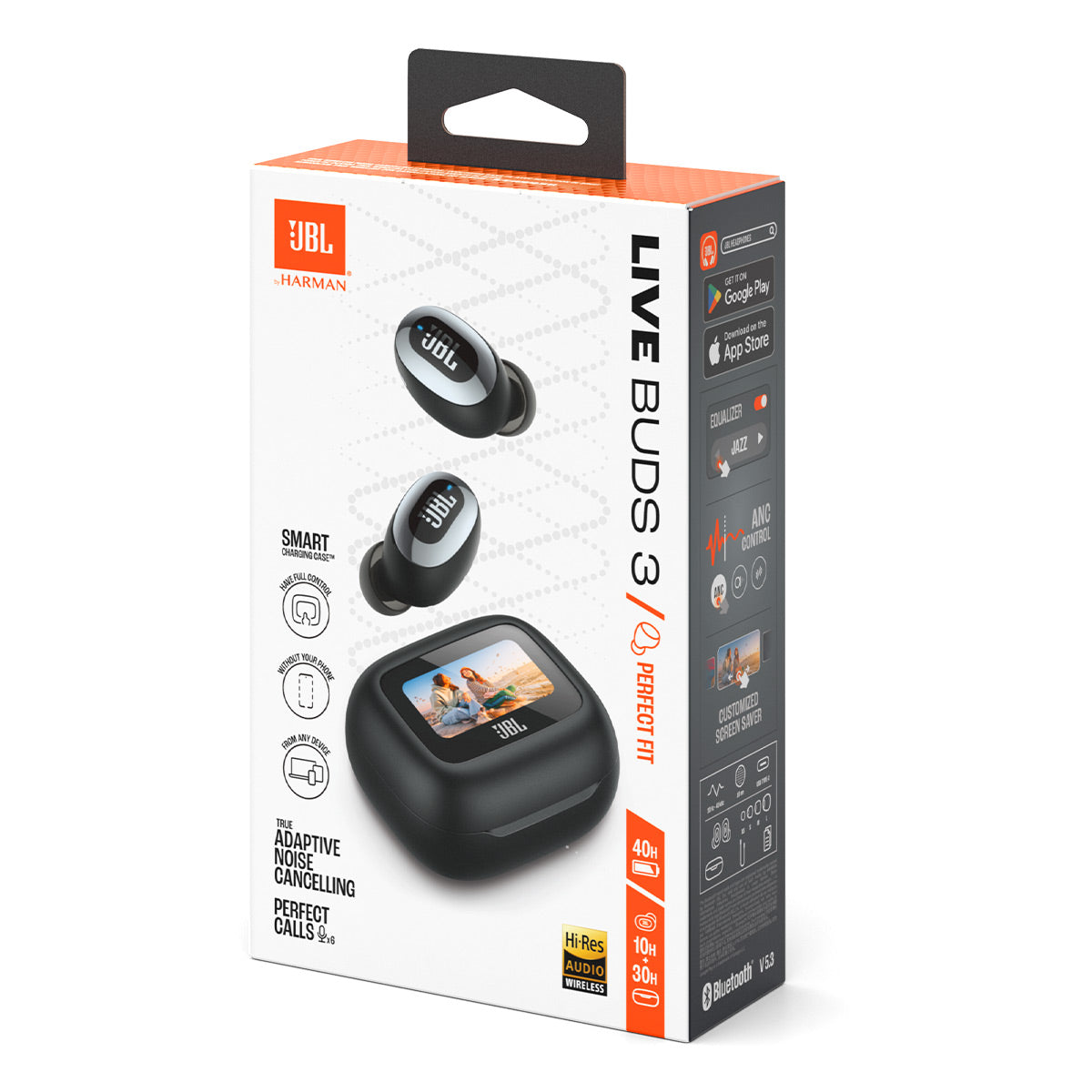 JBL Live Buds 3 Noise-Cancelling Earbuds with Smart Case (Black)