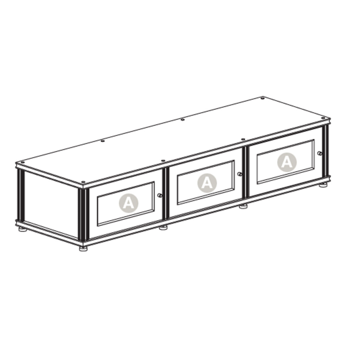 Salamander Designs Synergy 134 Triple AV Cabinet (Black Oak with Black Glass Doors & Aluminum Posts)