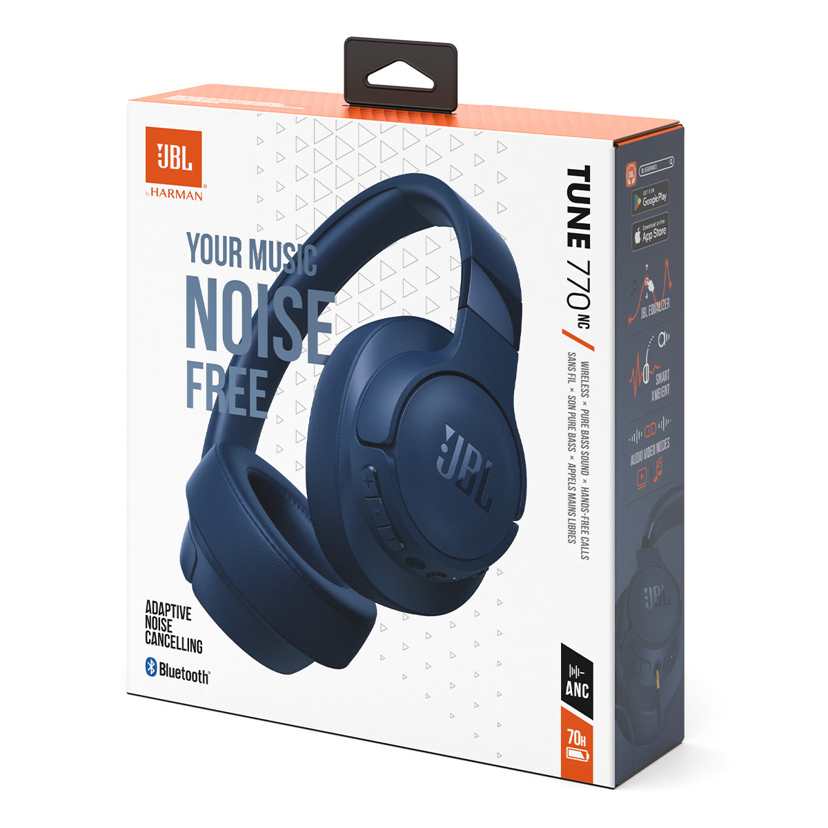 JBL Tune 770NC Wireless Over-Ear Adaptive Noise Cancelling Headphones (Blue)