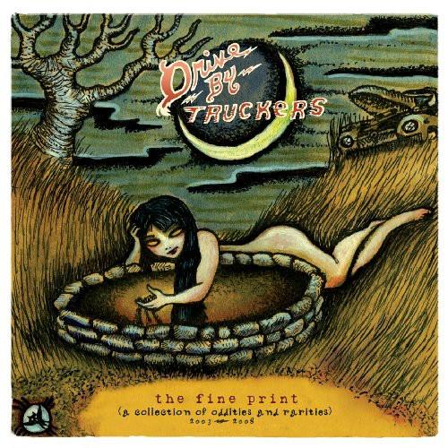 Illustrated album cover featuring a woman reclining by a stone well with a crescent moon and bare tr