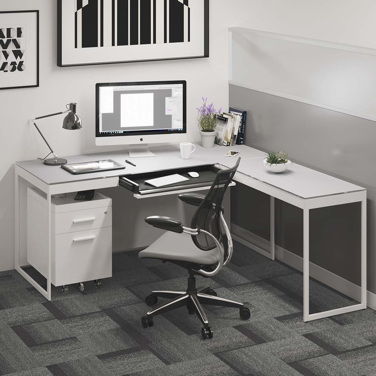 BDI Centro 6407 Mobile File Pedestal (Satin White)