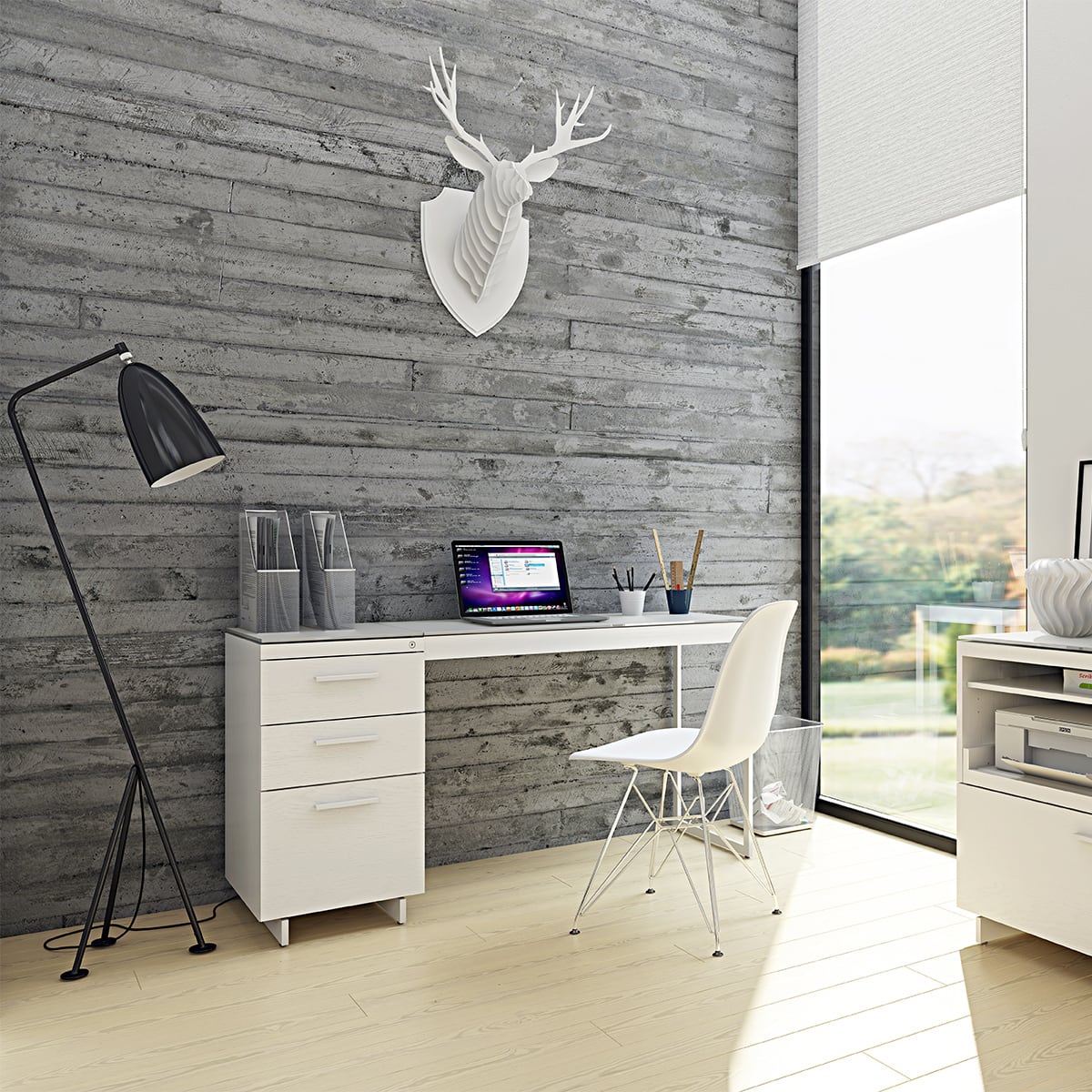 BDI CENTRO 6414 3-Drawer File Cabinet (White)