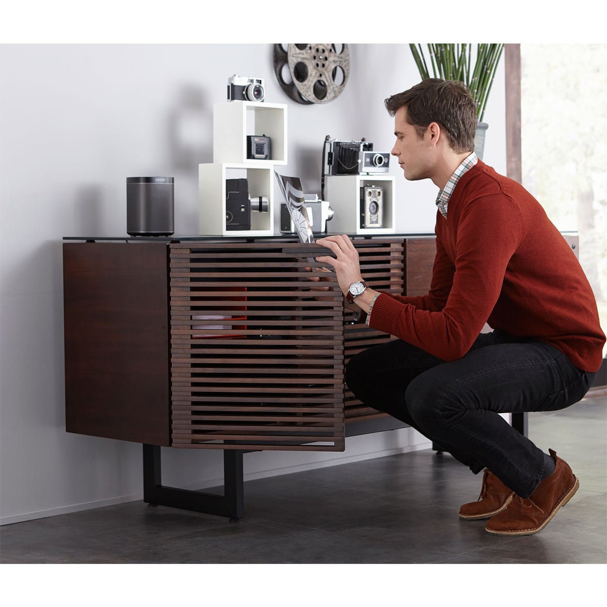 BDI Corridor 6529 Credenza Cabinet (Chocolate Stained Walnut)