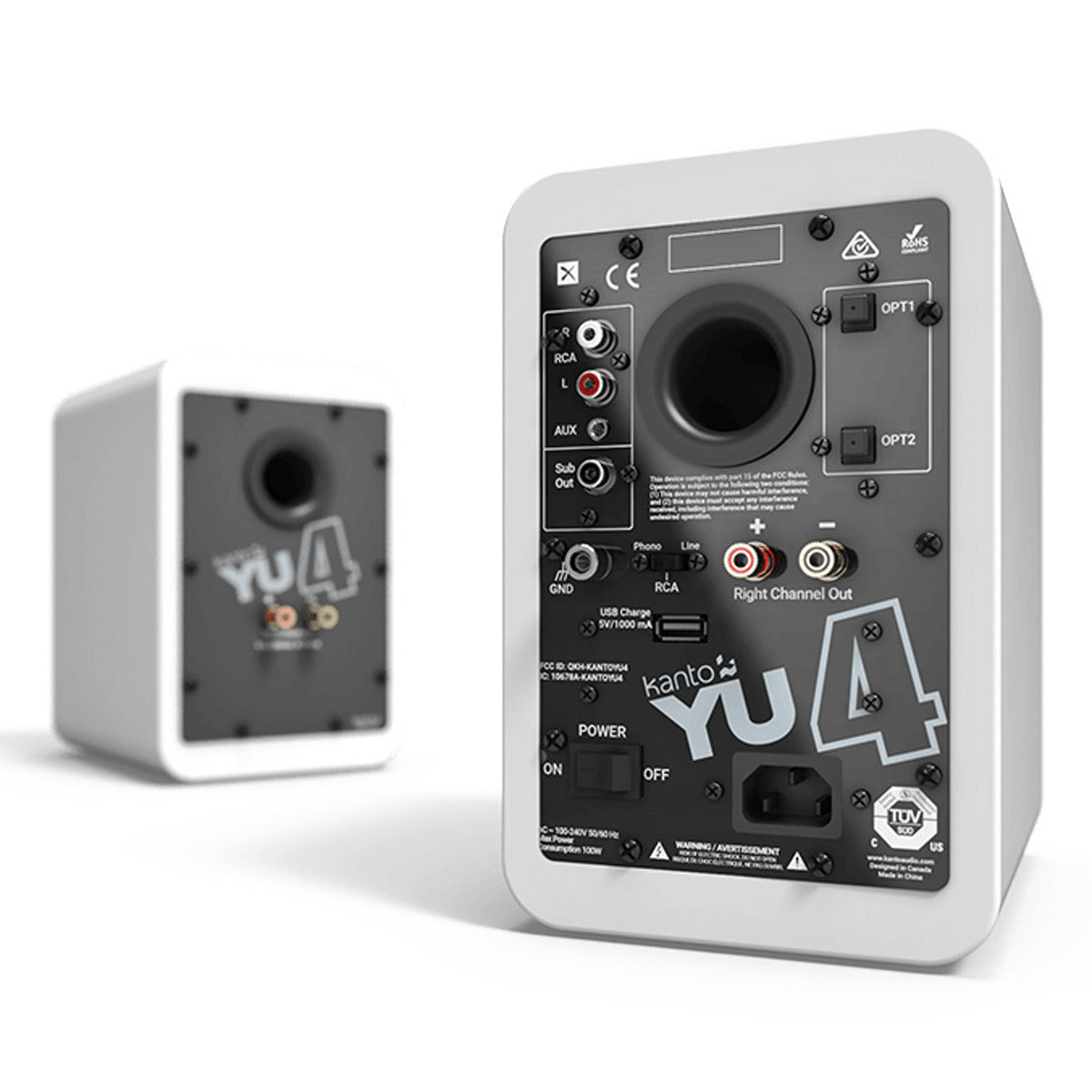 Kanto YU4 Powered Bookshelf Speakers with Built-In Bluetooth - Pair (Matte White)