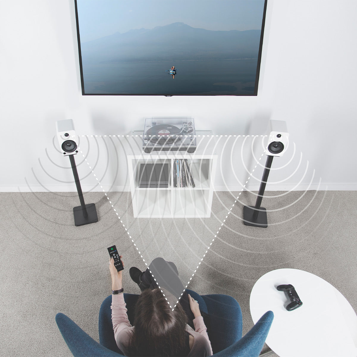 Kanto YU4 Powered Bookshelf Speakers with Built-In Bluetooth - Pair (Matte White)