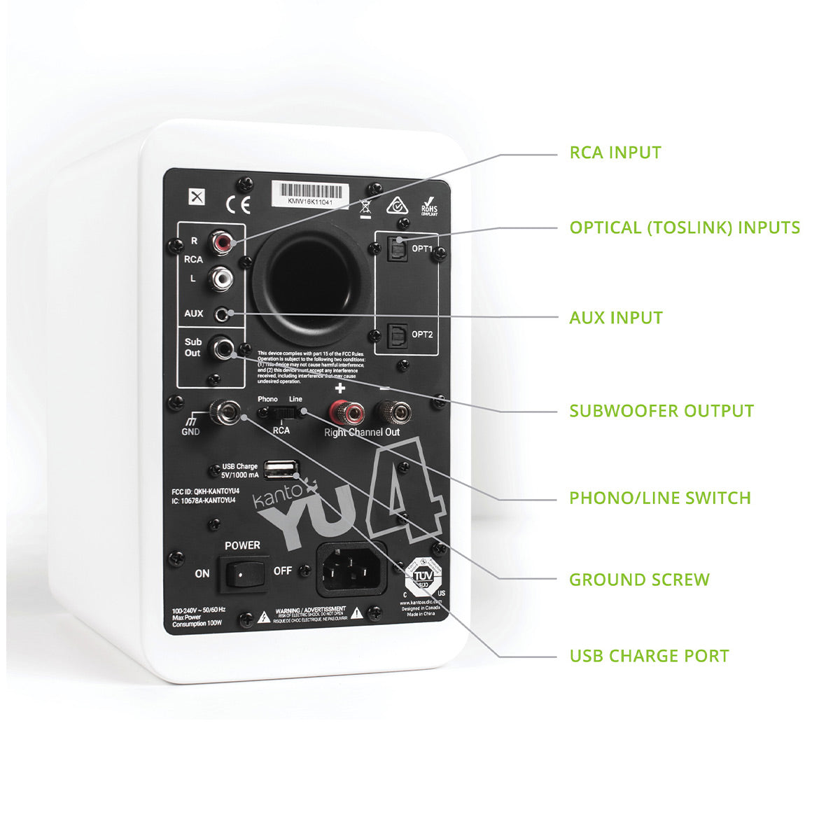 Kanto YU4 Powered Bookshelf Speakers with Built-In Bluetooth - Pair (Matte White)