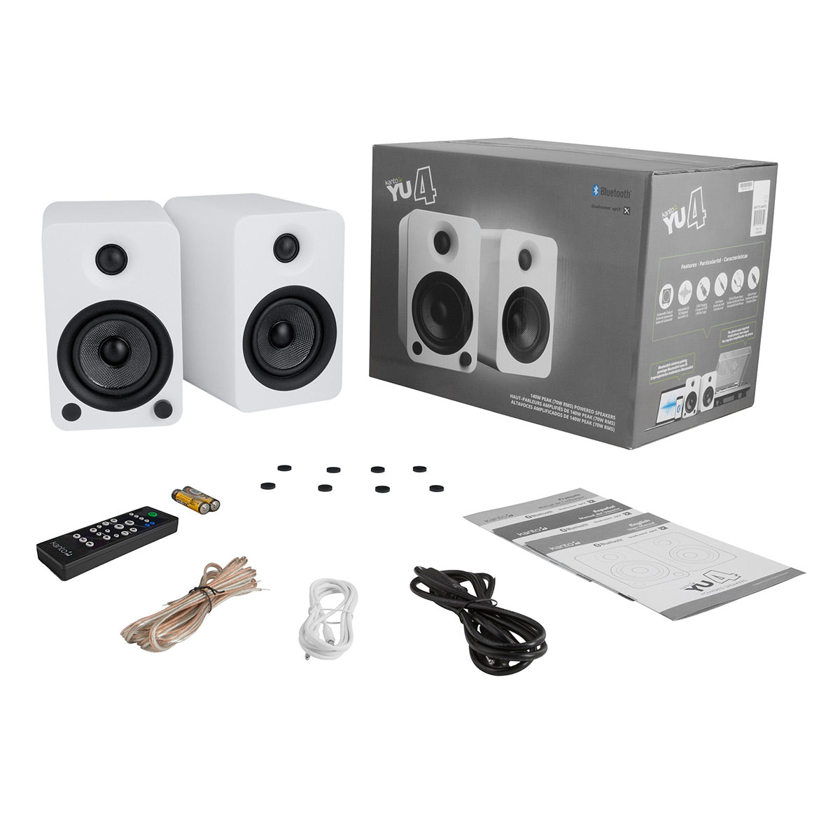 Kanto YU4 Powered Bookshelf Speakers with Built-In Bluetooth - Pair (Matte White)