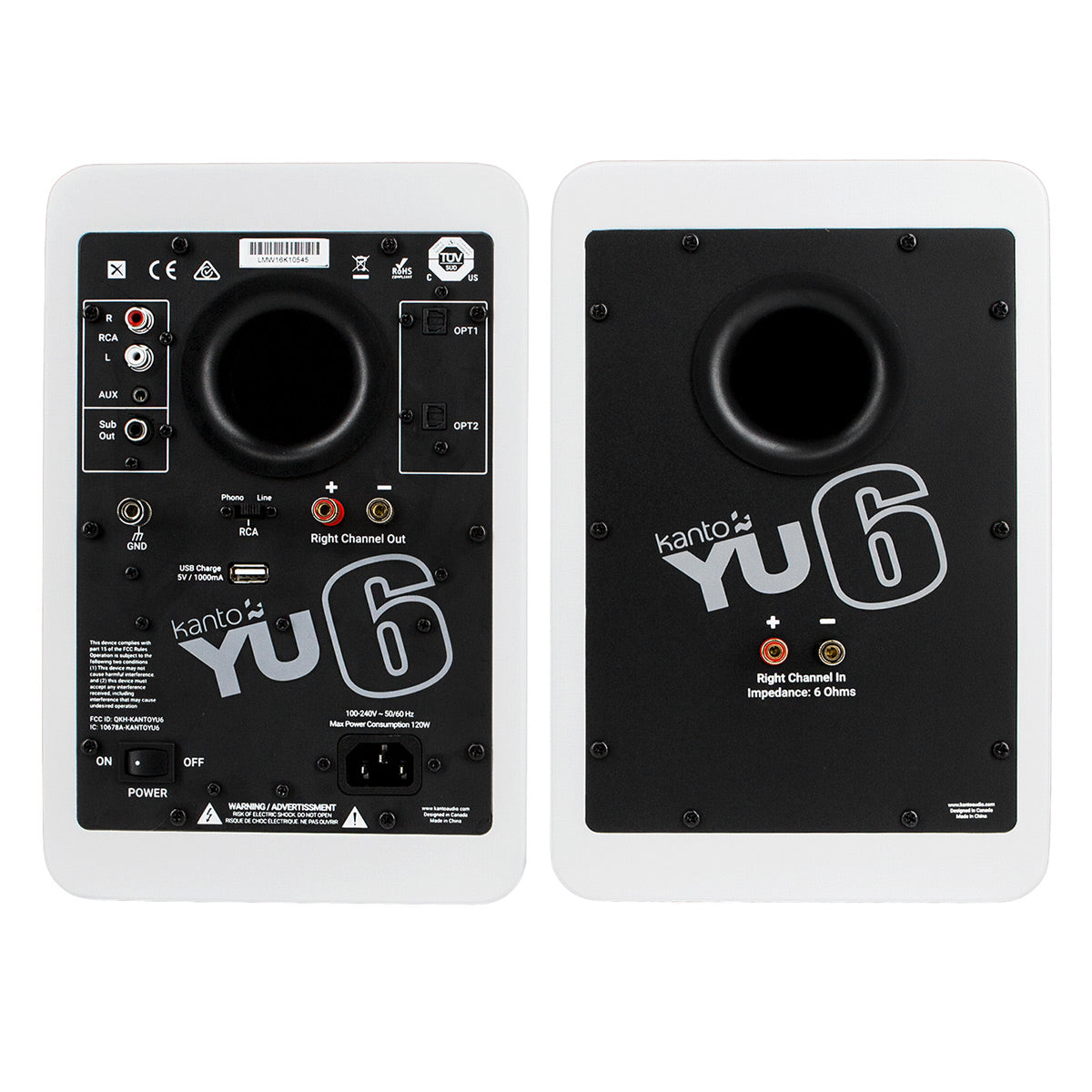 Kanto YU6 Powered Bookshelf Speakers with Built-In Bluetooth - Pair (Matte White)
