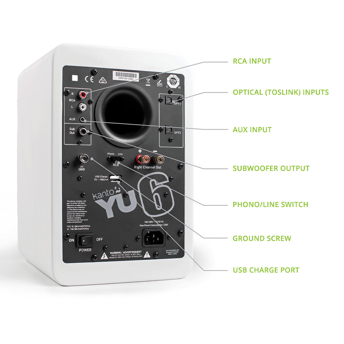 Kanto YU6 Powered Bookshelf Speakers with Built-In Bluetooth - Pair (Matte White)