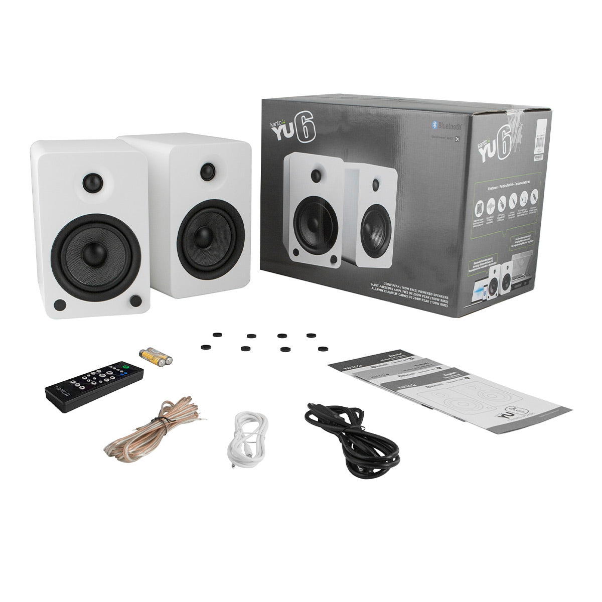 Kanto YU6 Powered Bookshelf Speakers with Built-In Bluetooth - Pair (Matte White)