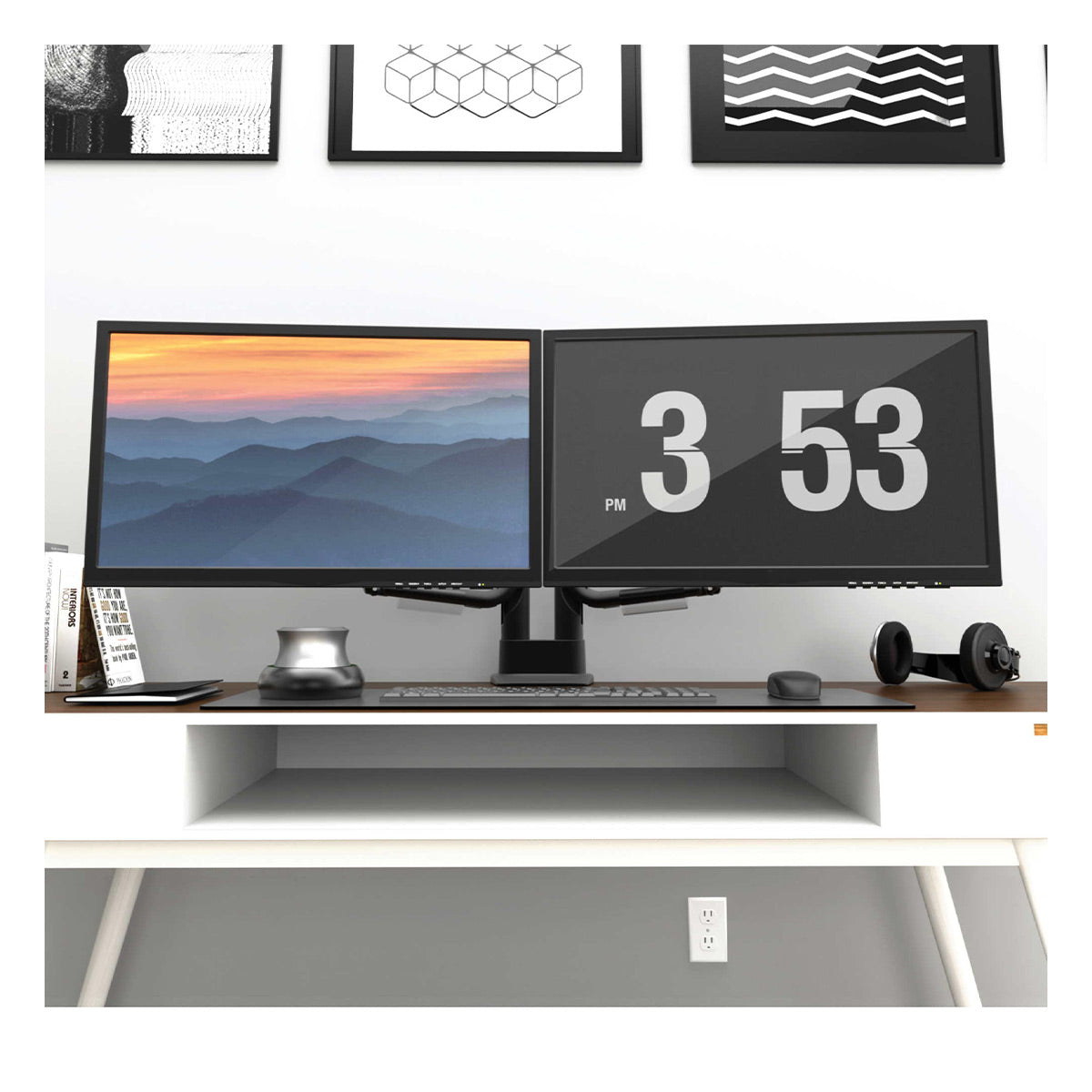 Kanto DMS2000 Dual-Monitor Desktop Mount for 17" - 32" Displays with Gas-Shocks (Black)