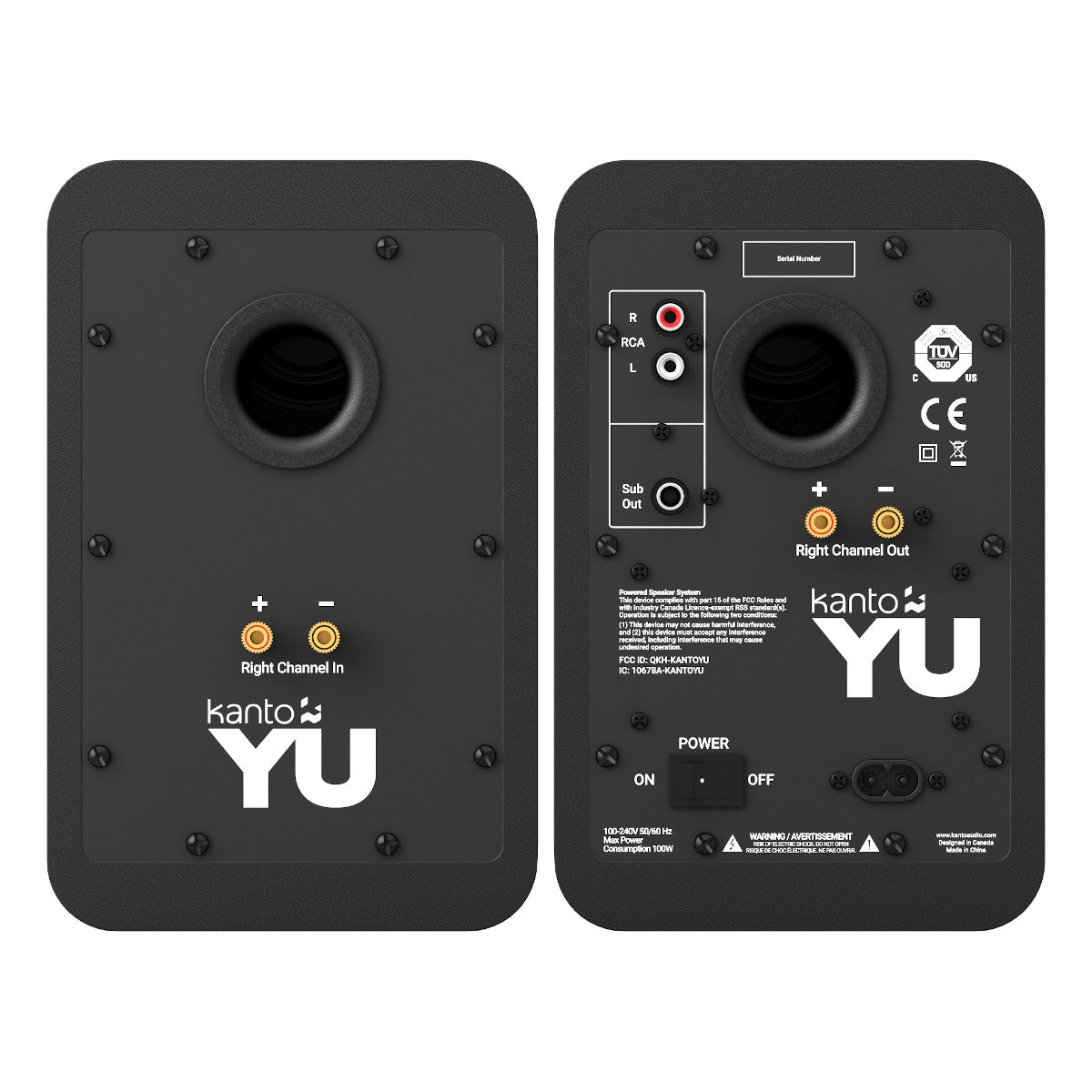 Kanto YU Powered Bookshelf Speaker with Bluetooth & RCA Input (Matte Black) - Pair