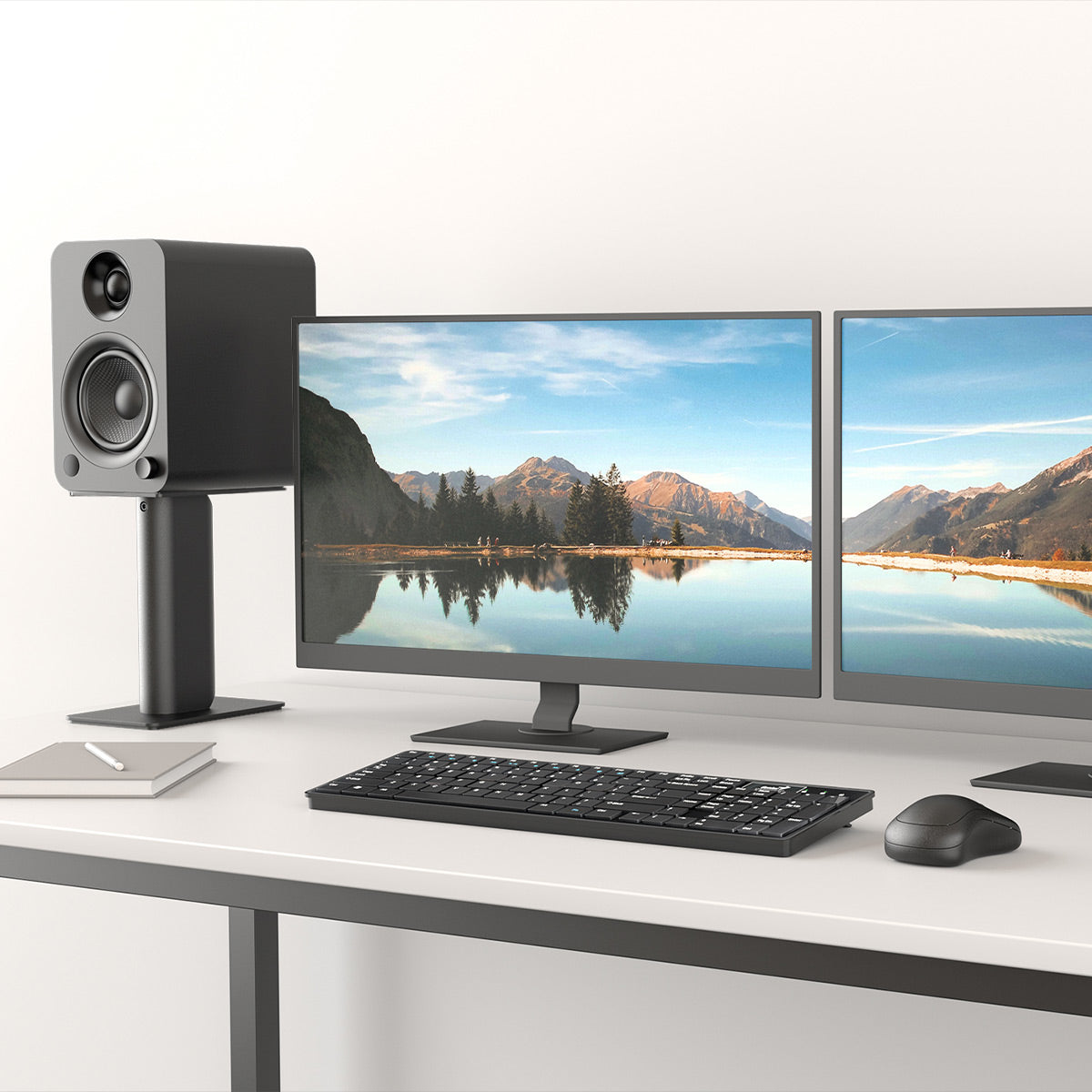 Kanto YU Powered Bookshelf Speaker with Bluetooth & RCA Input (Matte Black) - Pair