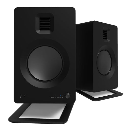 Kanto TUK Premium Powered Speakers - Pair with S6 Desktop Speaker Stands (Black)