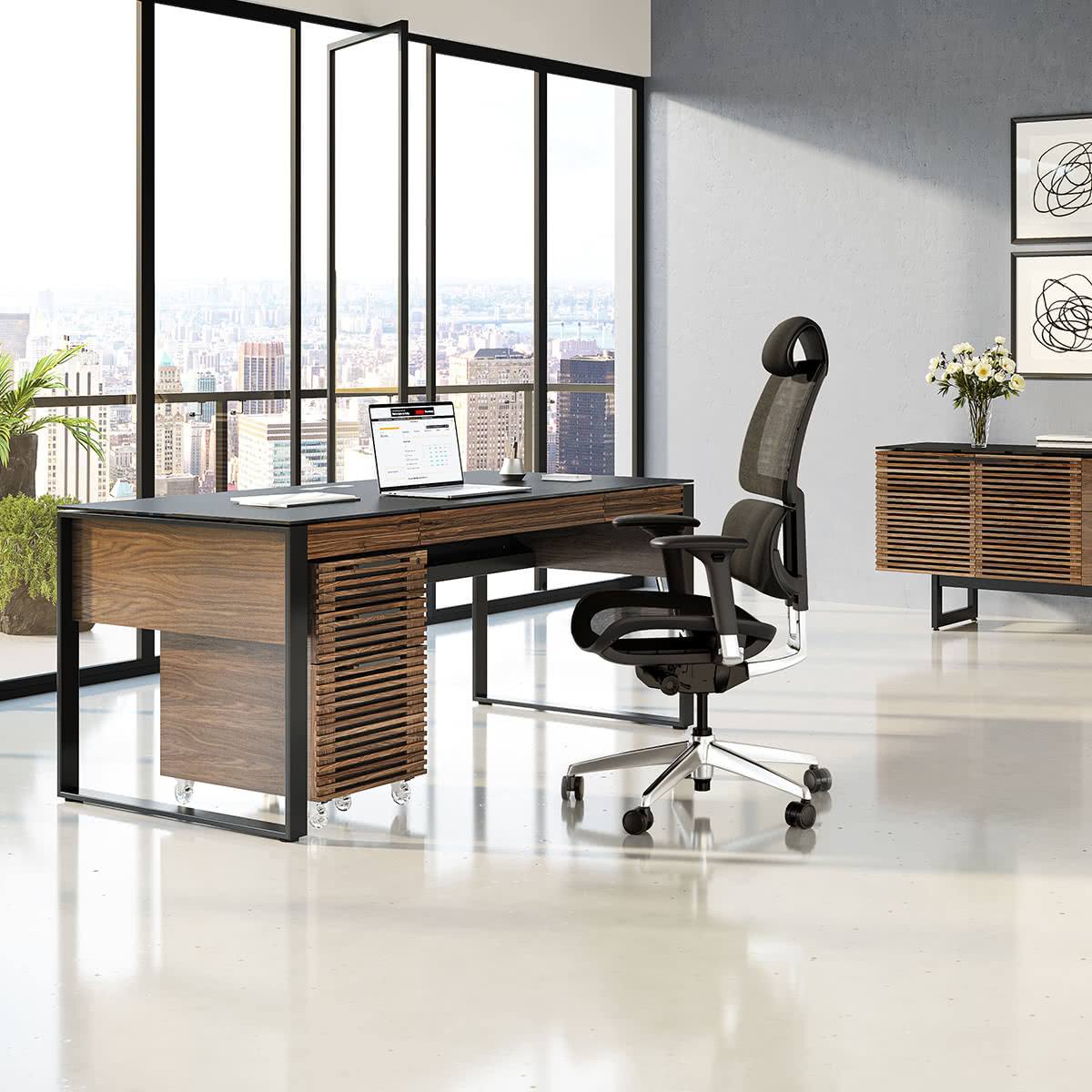 BDI Corridor 6507 Mobile File Pedestal (Walnut)