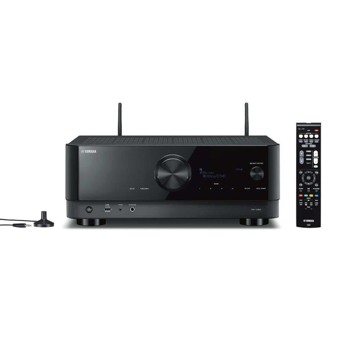 Yamaha RX-V6 7.2-Channel AV Receiver with 6-Outlet Surge Protector and 8K-10K 48Gbps HDMI Cable - 4.92 ft. (1.5m)