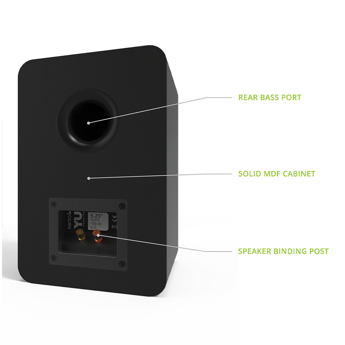 Kanto YUP6 Passive Bookshelf Speakers - Pair (Black)