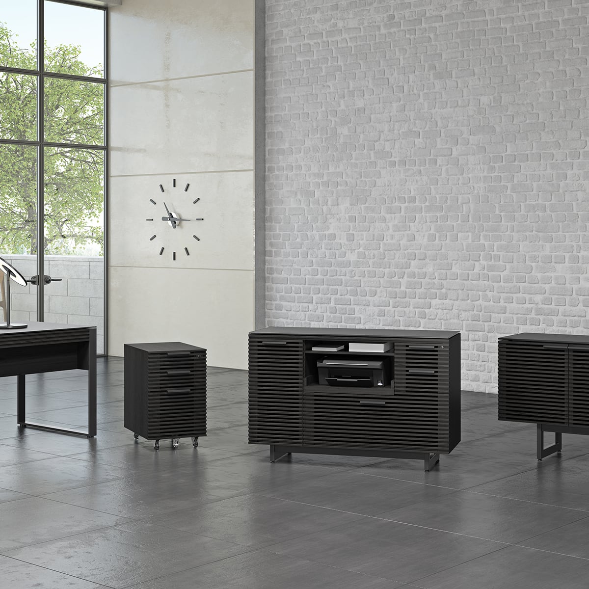BDI Corridor 6507 Mobile File Pedestal (Charcoal Stained Ash)