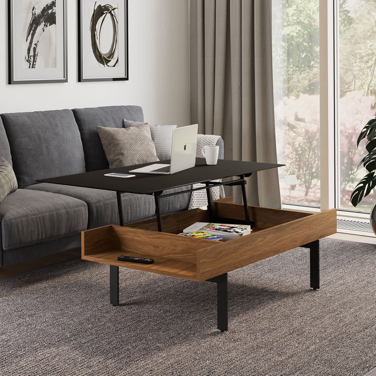 BDI Reveal 1192 Lift Top Coffee Table (Natural Walnut)