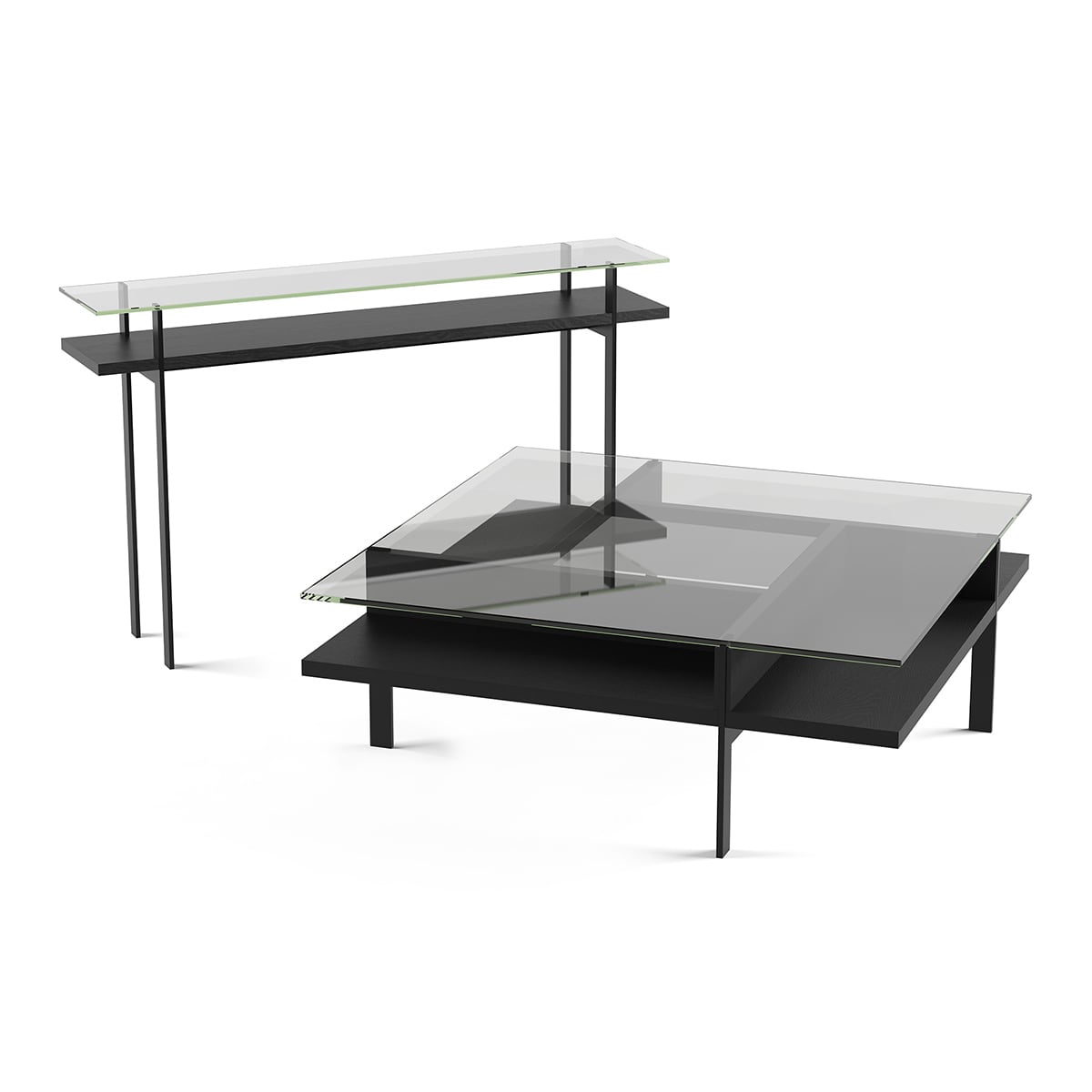 BDI Terrace 1153 Modern Glass Console Table (Charcoal Stained)
