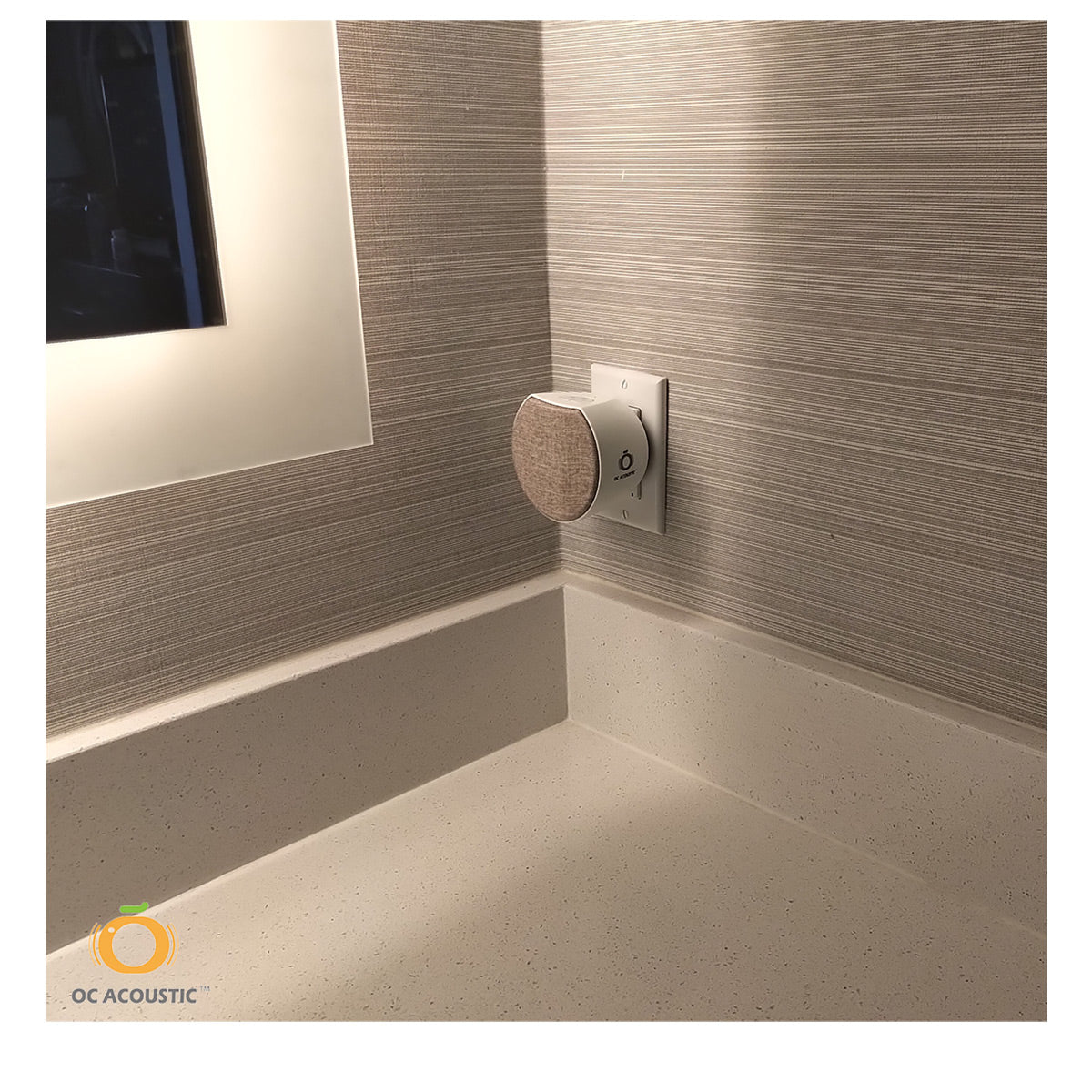 OC Acoustic Newport Plug-in Outlet Speaker with Bluetooth 5.1 and Built-in USB Type-A Charging Port - Pair (Champagne/White)