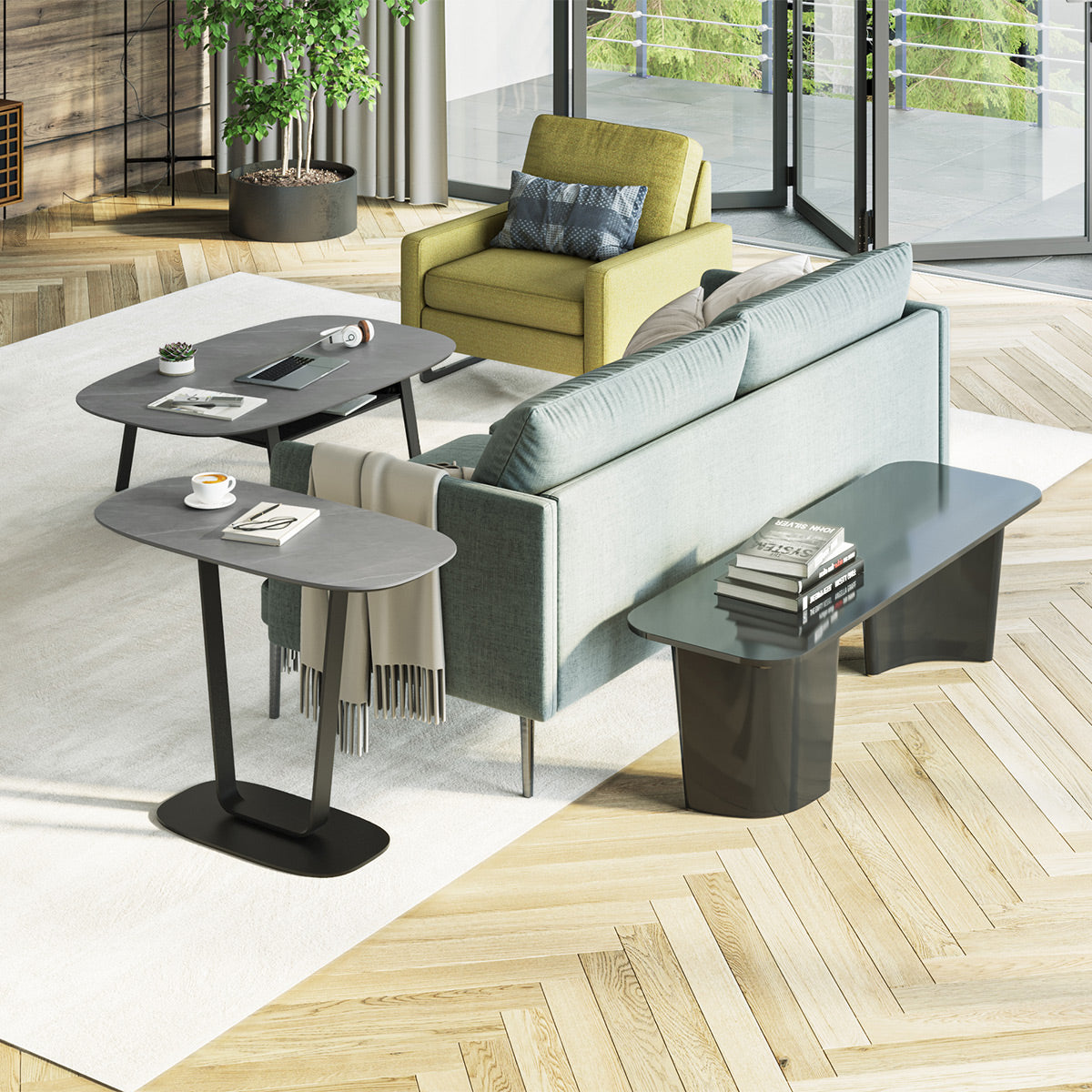 BDI Cloud 9 1186 Porcelain Top End Table (Alto Grey)