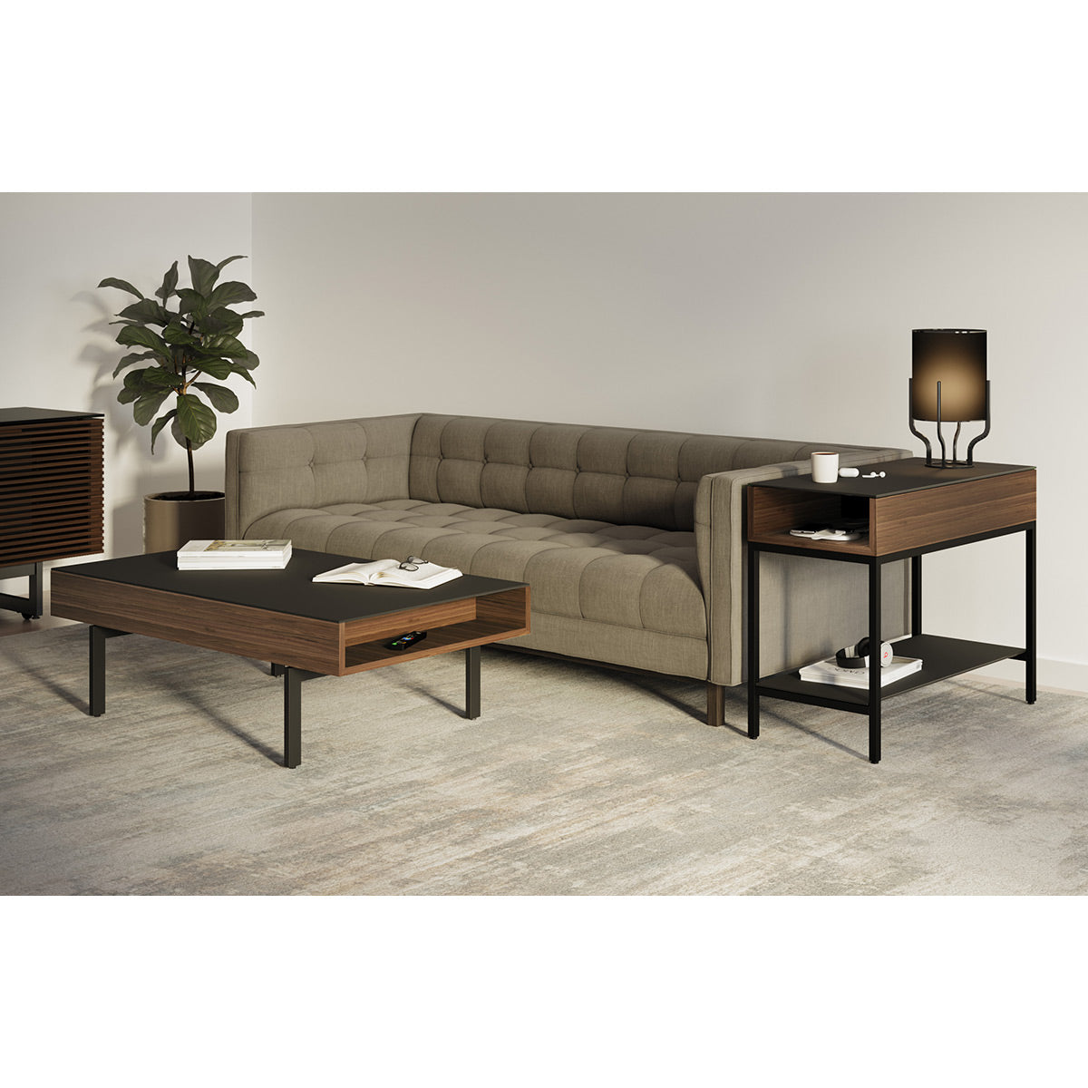 BDI Reveal 1196 Glass Top End Table (Natural Walnut)