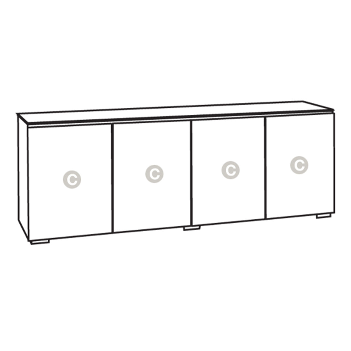 Salamander Designs Chameleon Collection Denver 347 Quad AV Cabinet (Deep Textured Natural Oak with Black Glass Top)