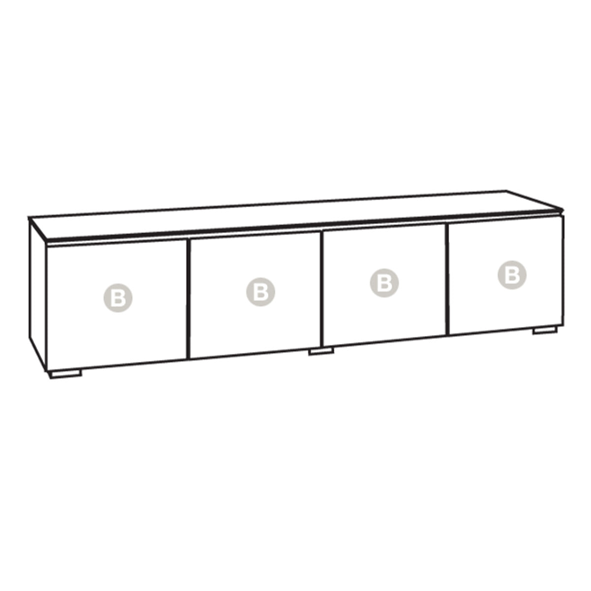 Salamander Designs Chameleon Collection Miami 247 Quad AV Cabinet (High Gloss White with Black Glass Top)