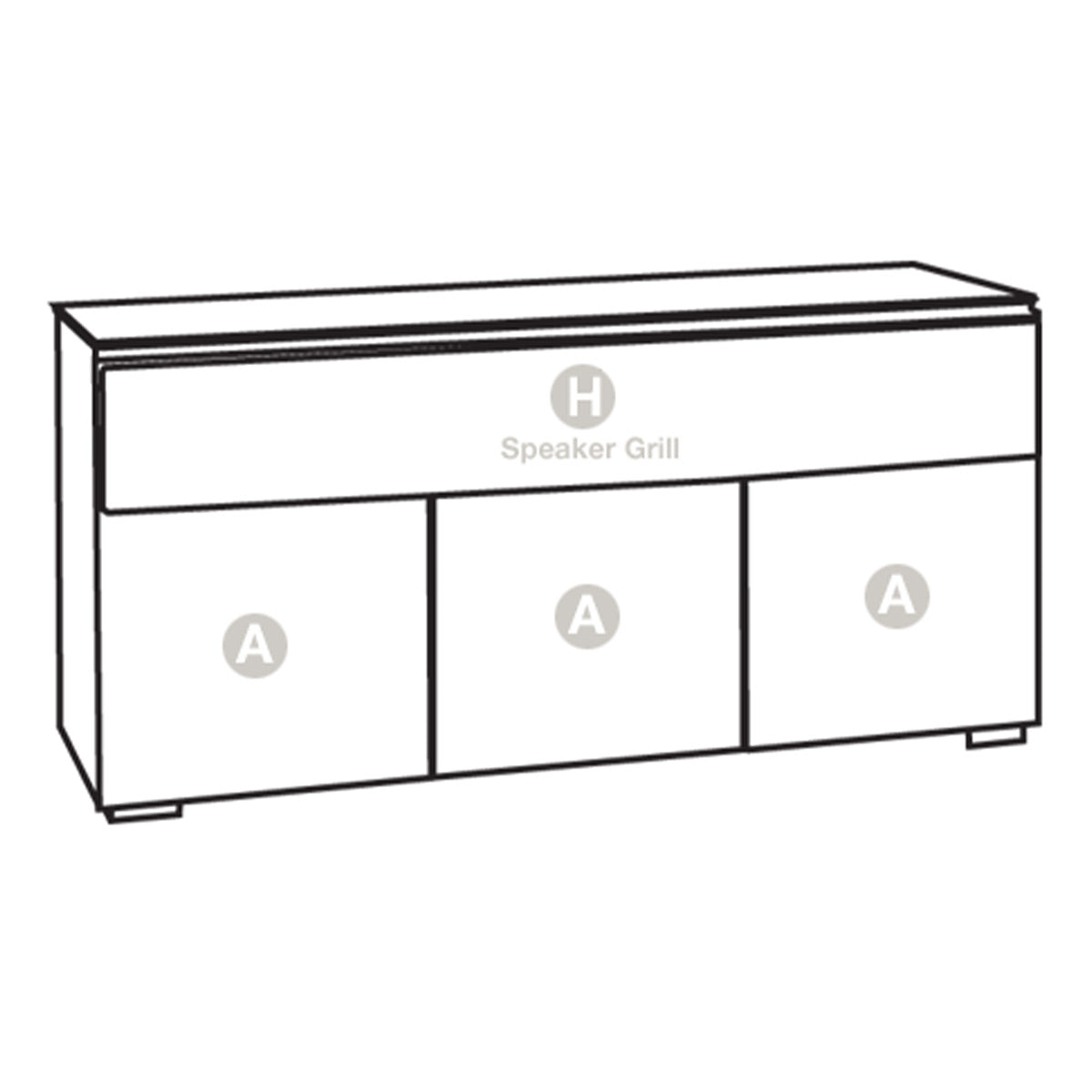 Salamander Designs Chameleon Collection Zurich 339 Triple Speaker Integrated Cabinet (Horizontal Wood Pattern with Black Glass Top)