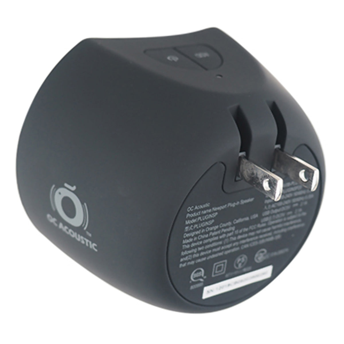 OC Acoustic Newport Plug-in Outlet Speaker with Bluetooth 5.1 and Built-in USB Type-A Charging Port - Set of 4 (Charcoal/Black)