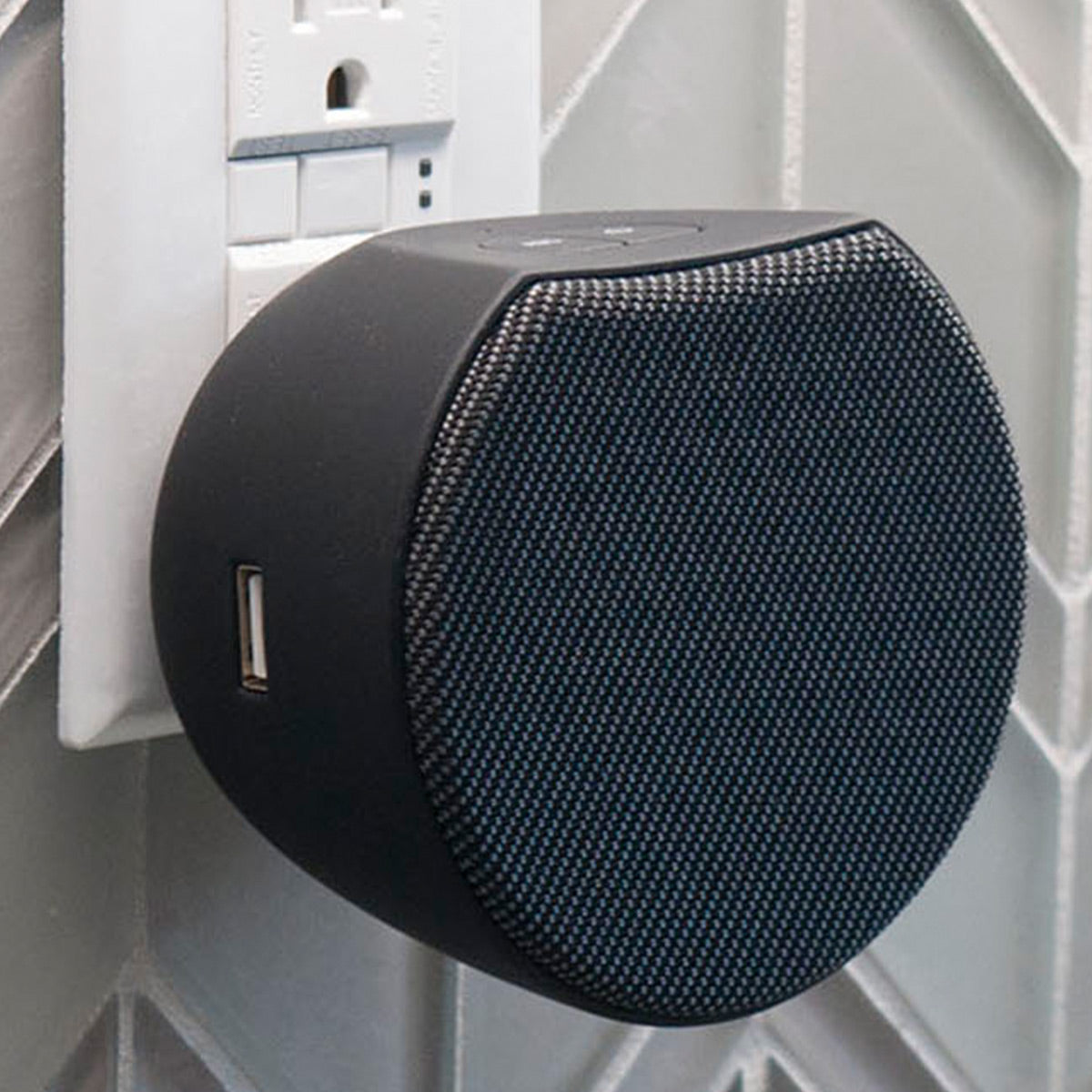 OC Acoustic Newport Plug-in Outlet Speaker with Bluetooth 5.1 and Built-in USB Type-A Charging Port - Set of 4 (Charcoal/Black)