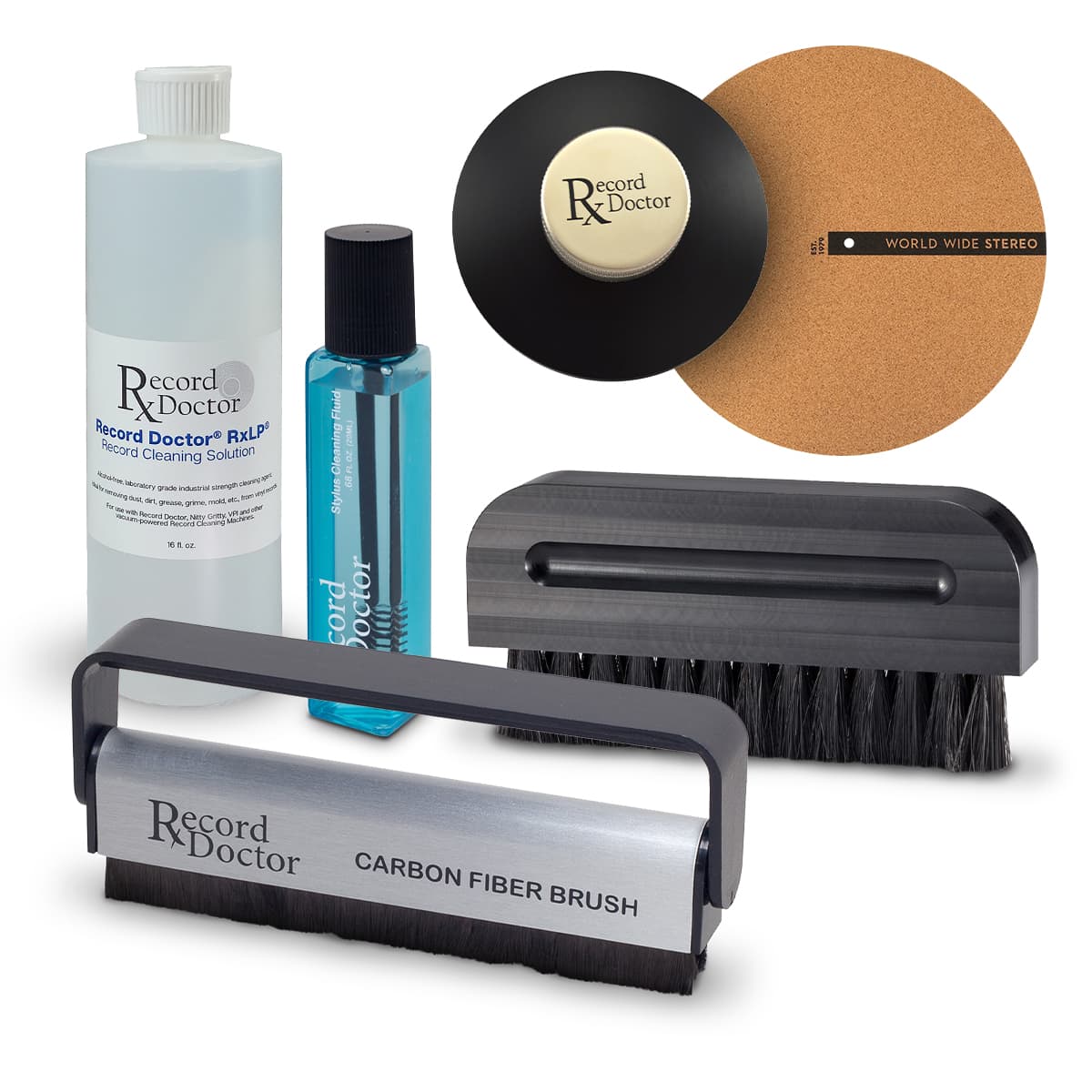 Record Doctor 5in1 Vinyl Record Cleaning Kit with 12" Cork Turntable