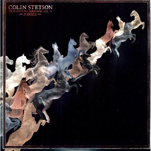 Vinyl LP cover featuring a dynamic illustration of galloping horses in muted tones against a black b