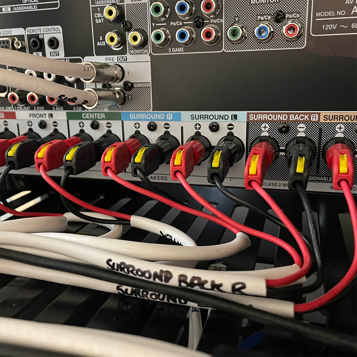 Speaker Snap 12 Count of Fast & Secure Banana Plugs, Gold Plated, 12-24 AWG, for Home Theaters, Speaker Wire, Wall Plates, and Receivers