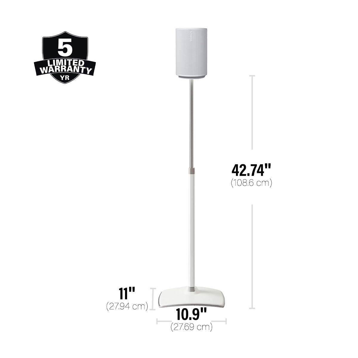 Sanus Height-Adjustable Speaker Stands for Sonos Era 100 - Pair (White)