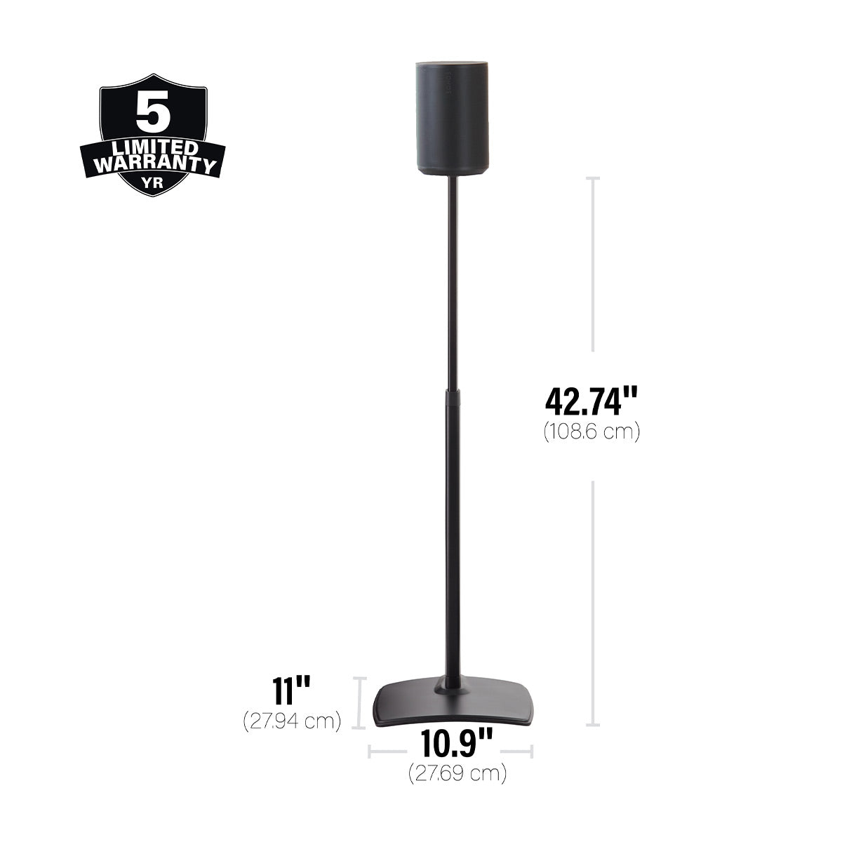 Sanus Height-Adjustable Speaker Stands for Sonos Era 100 - Pair (Black)